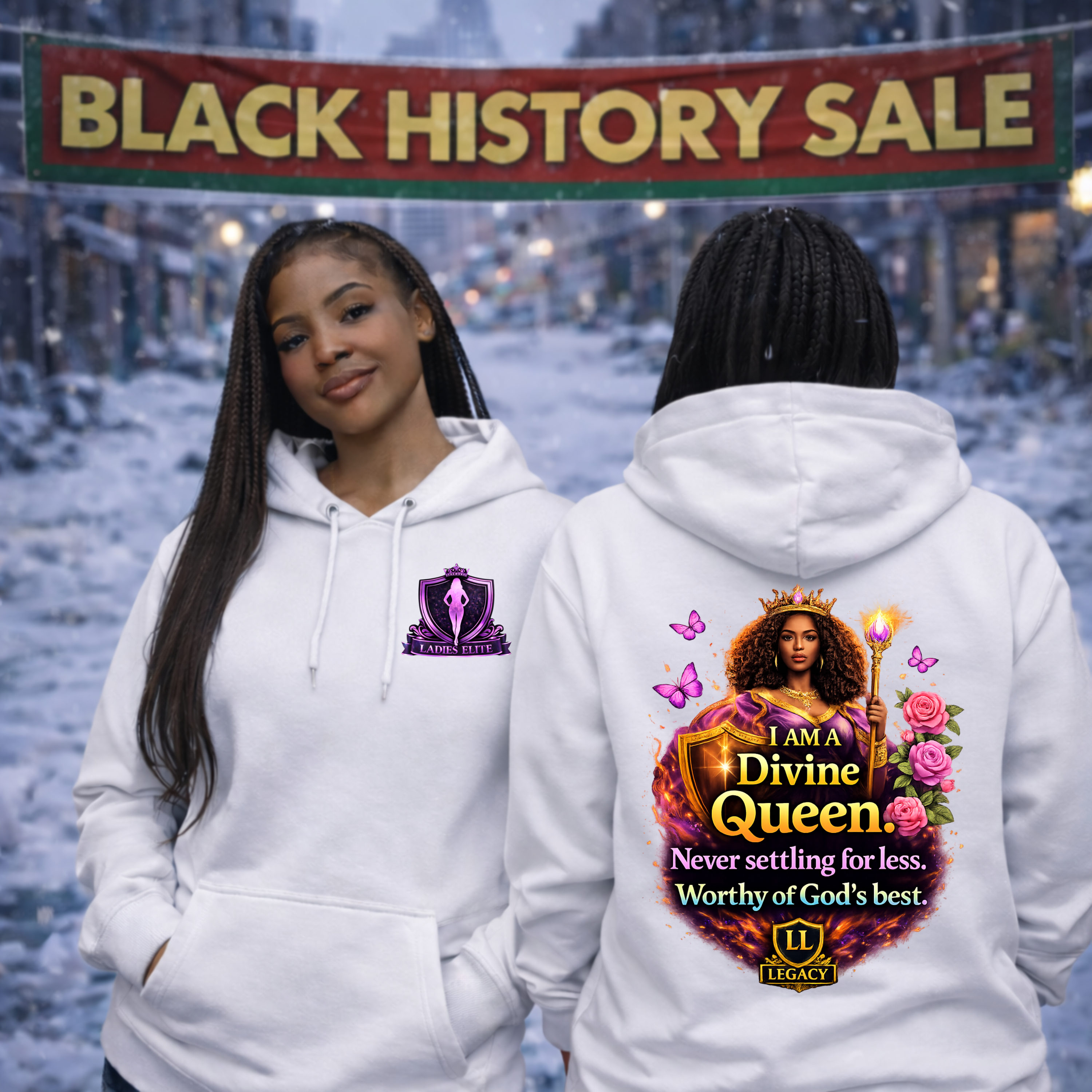 I Am a Divine Queen – Women’s Empowerment Hoodie | Legacy Ladies Elite Collection
