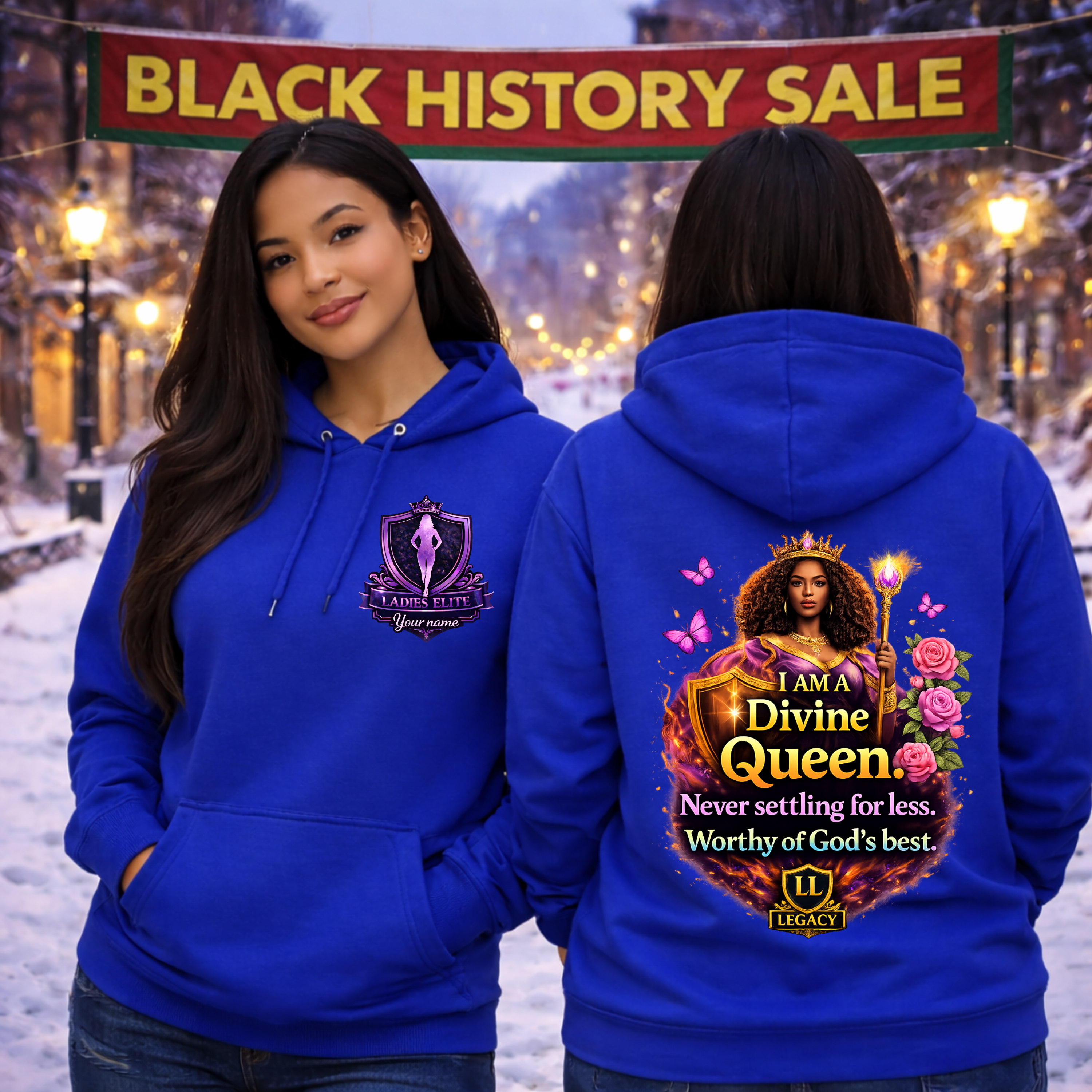 I Am a Divine Queen – Women’s Empowerment Hoodie | Legacy Ladies Elite Collection