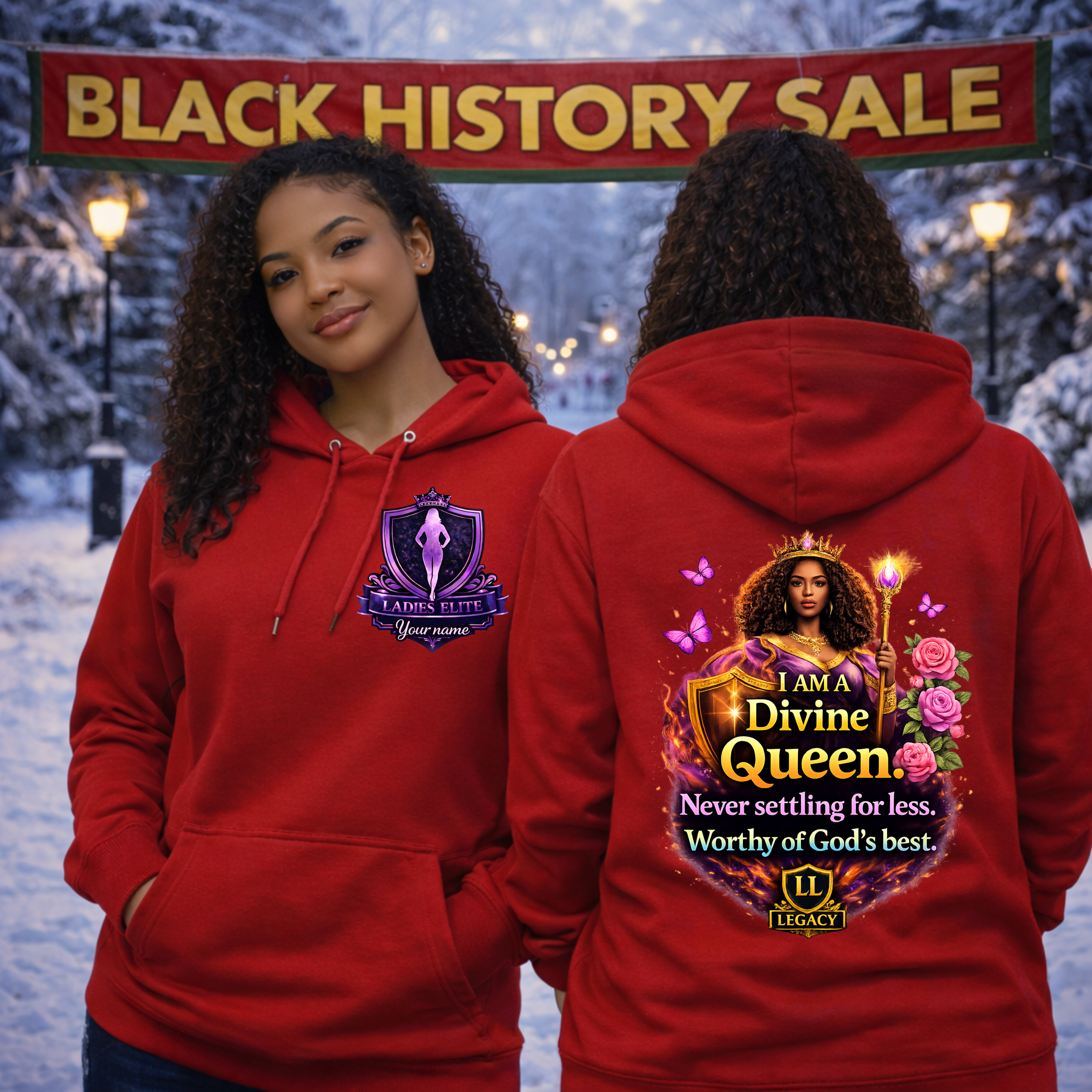 I Am a Divine Queen – Women’s Empowerment Hoodie | Legacy Ladies Elite Collection
