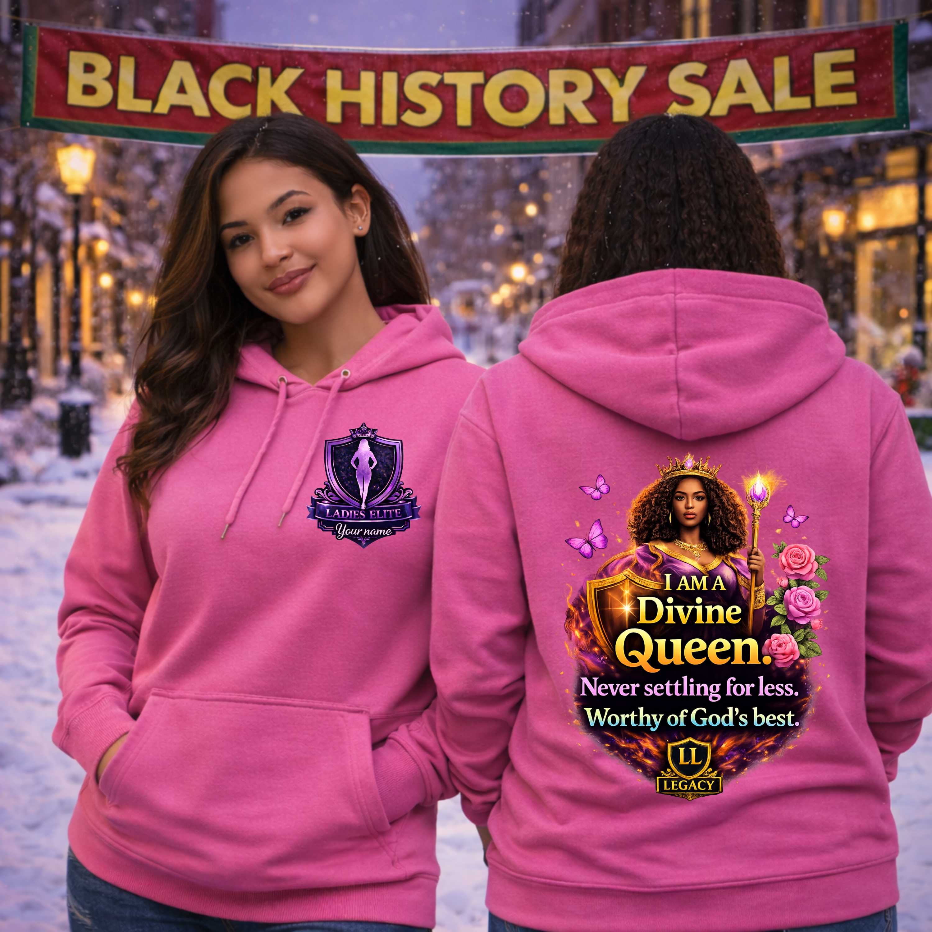 I Am a Divine Queen – Women’s Empowerment Hoodie | Legacy Ladies Elite Collection