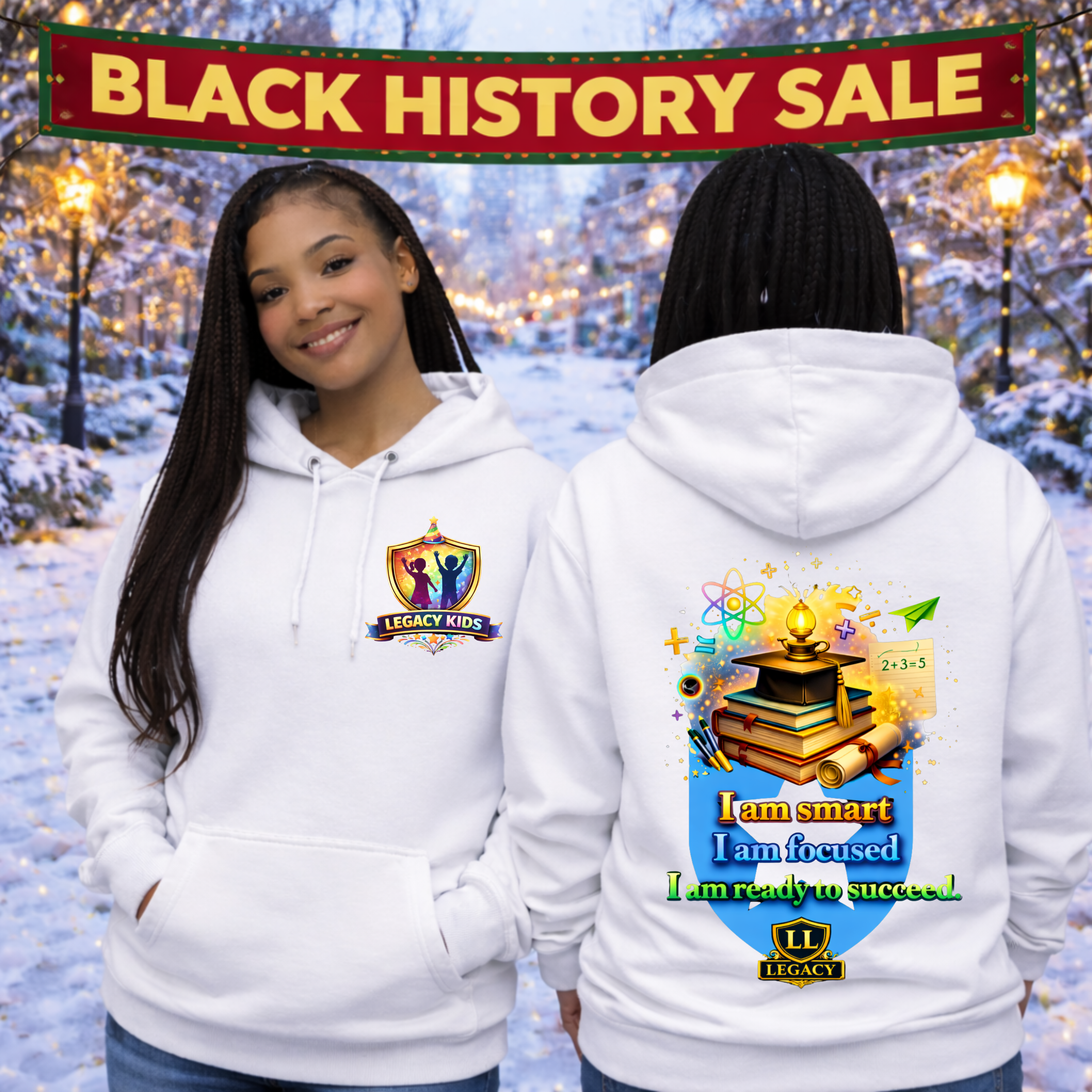 Youth Hoodie - "I Am Smart, I Am Focused - Legacy Kids Collection