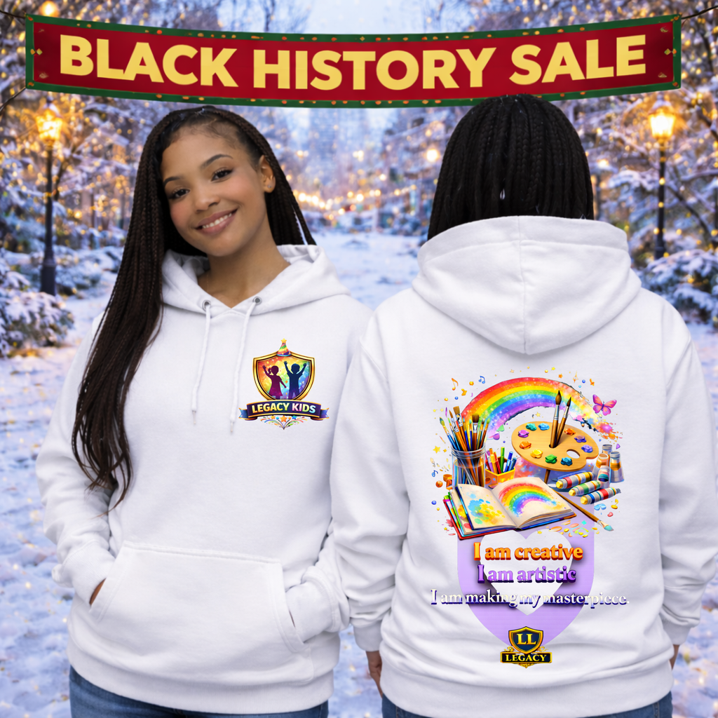 Youth Hoodie — 'I Am Creative' Rainbow Art Kids Sweatshirt