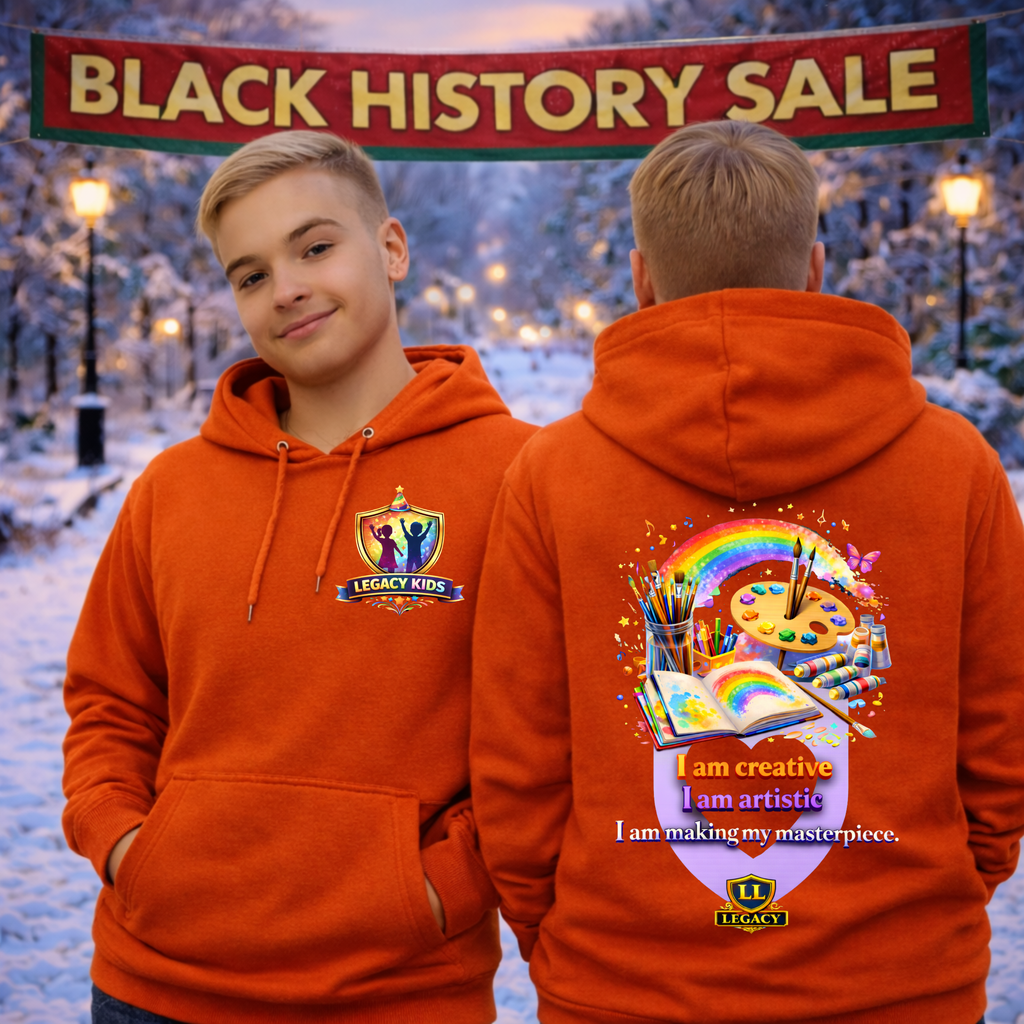 Youth Hoodie — 'I Am Creative' Rainbow Art Kids Sweatshirt