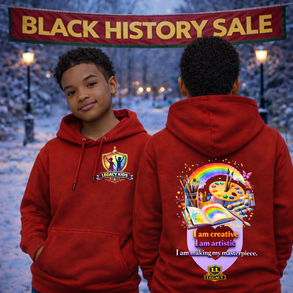 Youth Hoodie — 'I Am Creative' Rainbow Art Kids Sweatshirt