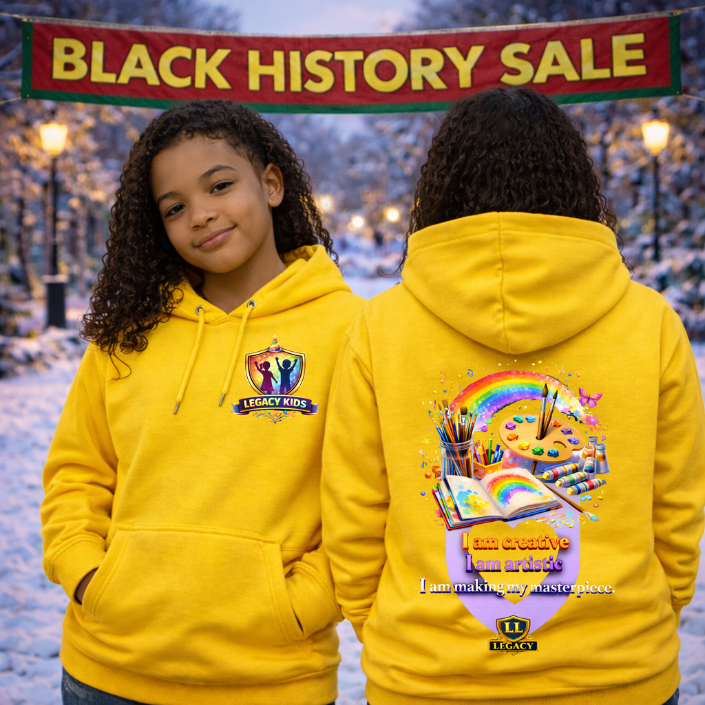 Youth Hoodie — 'I Am Creative' Rainbow Art Kids Sweatshirt