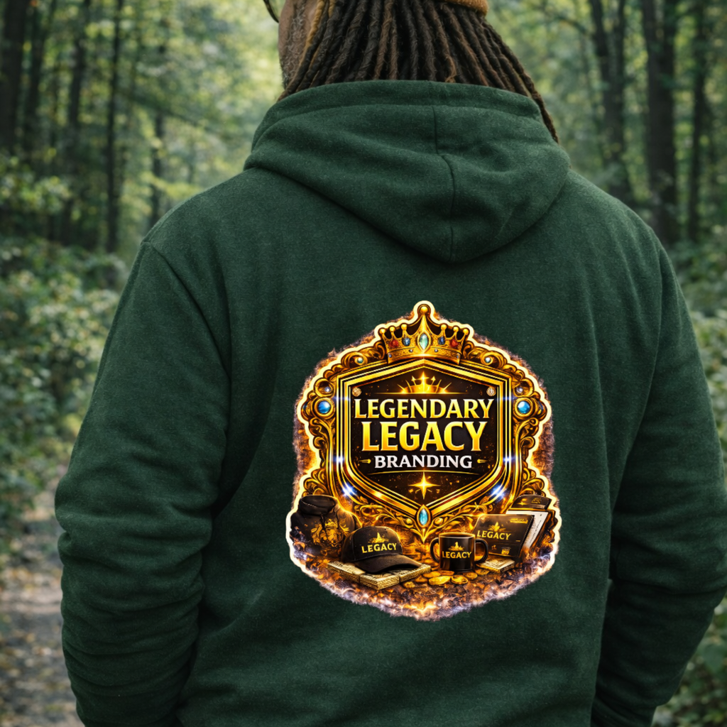 Men’s Legacy Legendary Branding Hoodie – Front & Back Graphic Streetwear Pullover, Premium Casual Hoodie for Men, Gift for Him